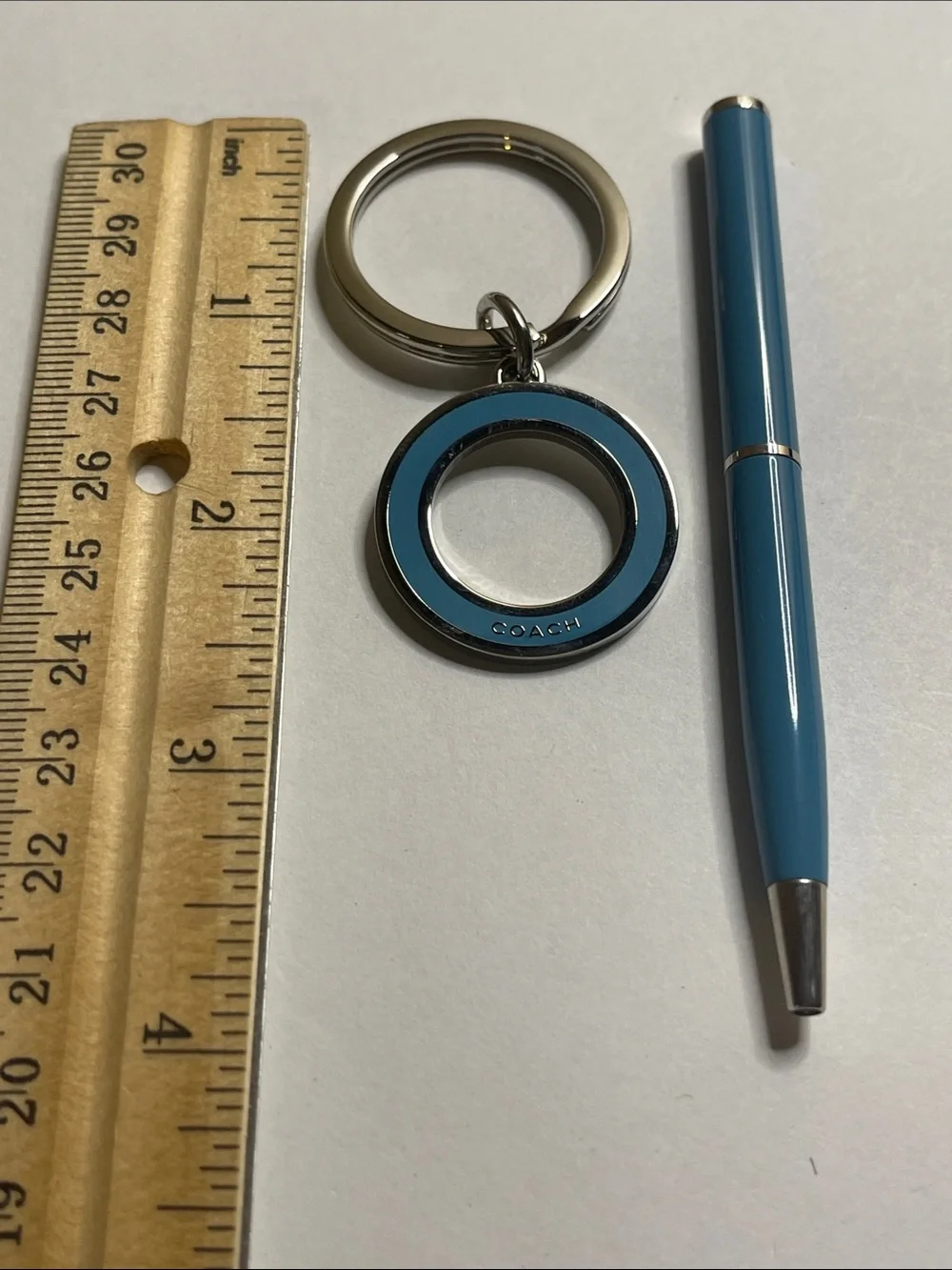 Coach Blue Enamel Circle Keyring and Coach Pen
